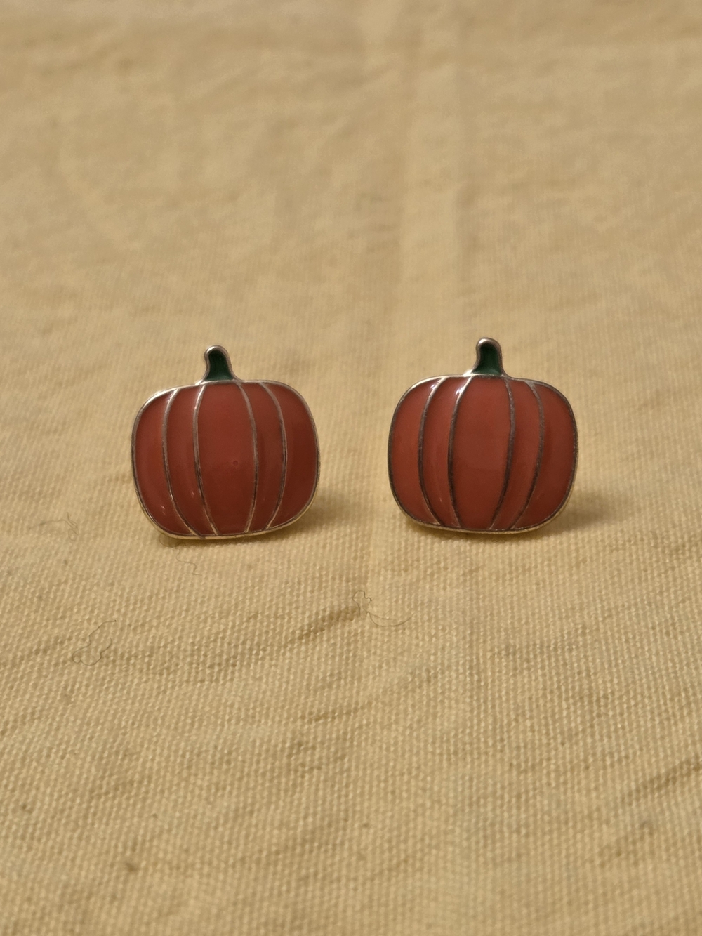 Orange Enamel Pumpkin Stud Earrings - Fall Is Almost Here!